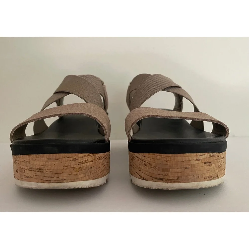 Sorel Cameron Flatform Sandal Taupe Suede Wedge Strappy Comfort Travel Chic 9.5